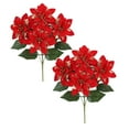 thumbnail image 1 of XJGHHSY Artificial Christmas Flowers Bouquet 2 Pack 13” Red Velvet Poinsettia Flowers for Home Porch Xmas Tree Garden Indoor Outdoor Christmas Decorations Red,Gold, 1 of 8