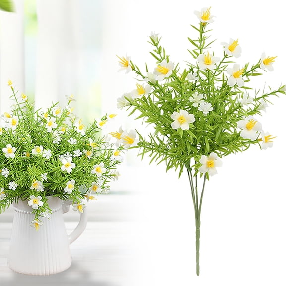 XJGHHSY Artificial Daisy Flowers for Outdoors Spring Summer Decor,20+ Heads 13.8 inch 1 Bouquets UV Resistant Plastic Fake Plants Faux Flowers for Grave Gardens Planter Home Porch Decor,White