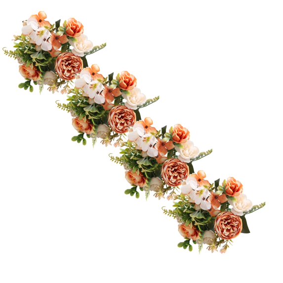 XJGHHSY Artificial Flowers,4 Pcs Small Artificial Peony Silk Flowers Fake Peonies Bouquet Faux Rose Flower Arrangement for Home Party Decoration,Orange