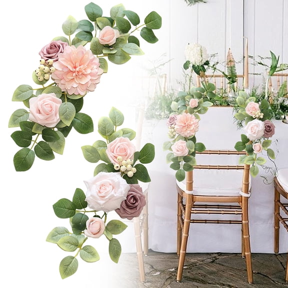 XJGHHSY Artificial Wedding Arch - Flowers (Pack of 2), Pink & Sunflowers for Wedding Welcome Signs and Ceremony Decorations,Pink