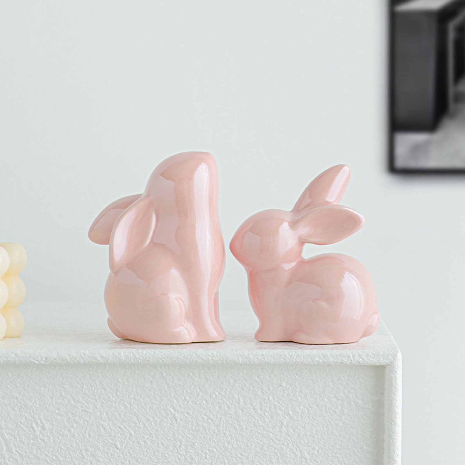 XJGHHSY Ceramic Rabbit Ceramic Bunny Figurine Porcelain Modern Art Home ...