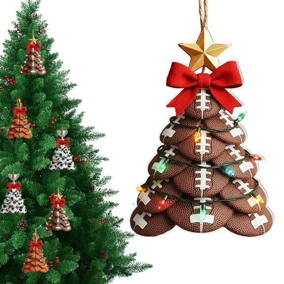 XJGHHSY Christmas Rugby Pendant,Christmas Tree ornament Acrylic 2026,Funny Holiday Decoration,Gift for Rugby Lovers, Players, Coaches, Gift,Rugby-Brown