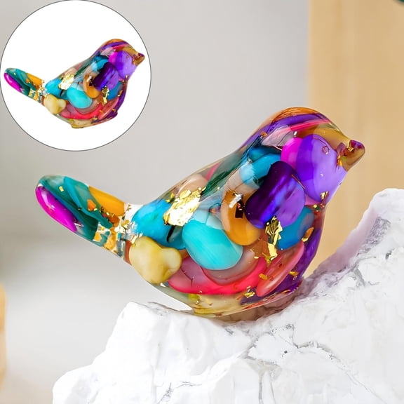 XJGHHSY Crystal Bird Figurines Collectible Miniature Resin Decorative Gravel Birds Art Crystal Animals Figurines for office Desktop Home Decor Paperweight,Colorful