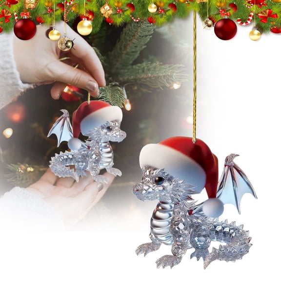 XJGHHSY Dargon ornament 2D Acrylic Dargon Hanging Decorations Acrylic Bird Artificial Dargon for Wall Home Car Party Decor,Dragon-Silver