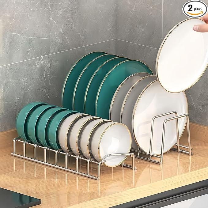 Cup Lid Rack XJGHHSY Dish Rack Plates Holder 2 Pack Set,Plate organizer for Cabinet ...