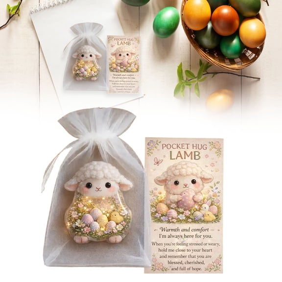 XJGHHSY Easter Acrylic Pocket Hug with Greeting Card - Clear Lamp Healing ornament with Thank You Hug Cards for Easter Day Gifts Employee Teacher Birthday Party Favors,Lamp-Clear