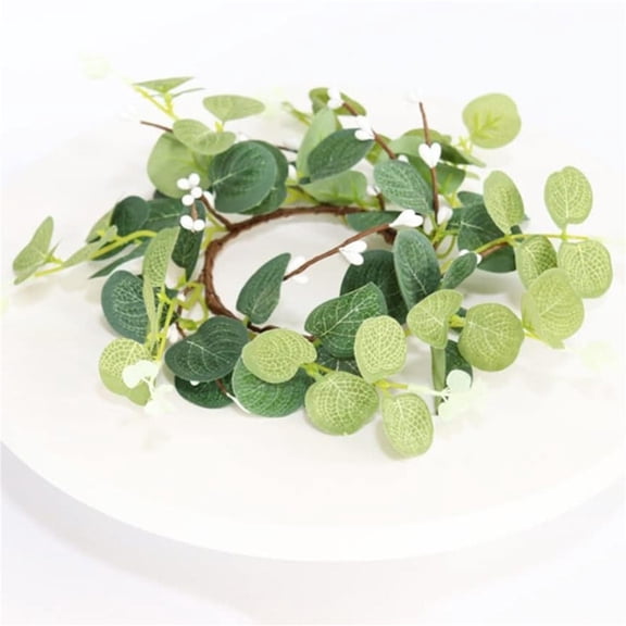XJGHHSY Easter Candle Rings Wreaths Artificial Greenery Wreath Eucalyptus Leaves Wreath Candle Rings Decorative Greenery Candleholders for Easter Table Centerpiece,Green