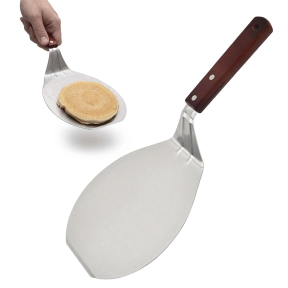 XJGHHSY Extra Wide Spatula,Large Metal Spatula with Full Tang Wooden Handle & Beveled Edges for Skillets,Griddles & Grills,Pancake Flipper Turner,Smash Burgers Turner,Silver