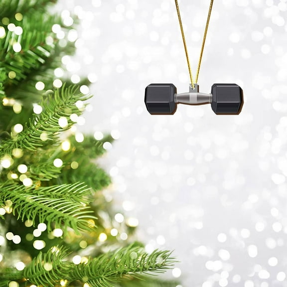 XJGHHSY Fitness Gym Christmas ornament,Acrylic Workout ornaments for Christmas Tree Sport Equipment for Xmas Tree Shelf Holiday Decoration,Weightlifting C