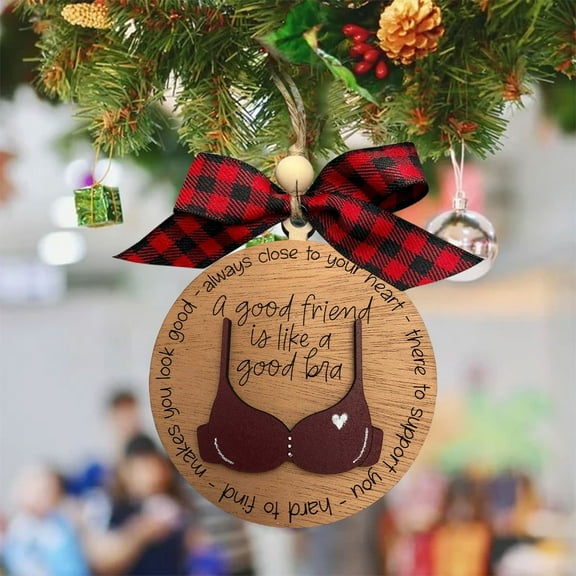 XJGHHSY Funny Christmas ornaments for Adults 2025, Wooden Fun Naughty Christmas ornaments, Fun Adult Gift Exchange Ideas, Funny Friend ornament for Women, A Good Friend is Like A Good Bra,Red