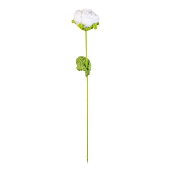 XJGHHSY 1 PCS Hand-Woven Roses,Knitting Crochet Flower Bouquet,Crochet Handmade White Rose Artificial Flowers,Wedding Decor Suitable for Anniversaries Valentine Birthday Gift,White