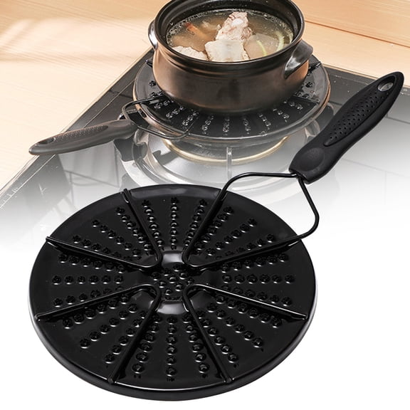 XJGHHSY Iron Heat Diffuser Plate Evenly Conduction Heat Plate,Flame Reducer Simmer Ring for Gas Stove Glass Cooktop Converter Coffee Milk,Black