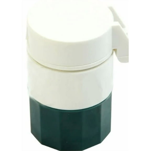 XJGHHSY Pill Crusher and Cutter 3-in-1, Crushes Cuts, and Stores Pills, Vitamins, Tablets, Built-In Storage Compartment, Features Stainless-Steel Blade, Portable and Travel-Friendly, BPA Free,Green