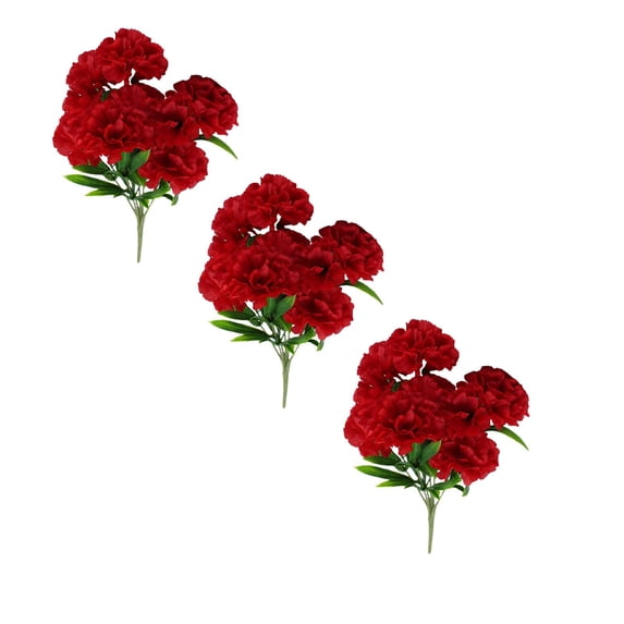XJGHHSY Red Carnations Artificial Flowers 3 PCS 11 Heads Silk Carnations 11.8 in Artificial Flowers with Stems for Wedding Home Table Centerpieces Floral Arrangements,Red