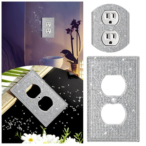 XJGHHSY Silver Shiny Rhinestones Wall Plates Light Switch Cover Plate Decorative Wall Plate Single toggle Outlets Covers Durable Switch Covers,Silver