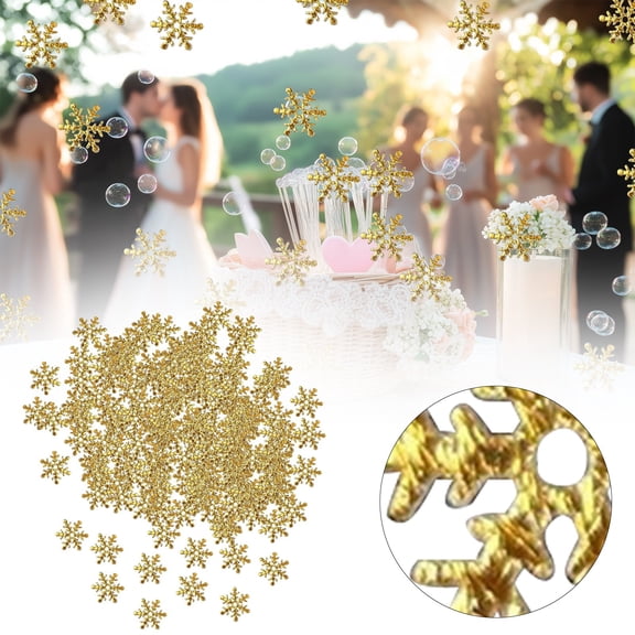 XJGHHSY Snowflake Confetti Decorations,1 Pack Winter Snowflake Glitter Confetti Gold Snow Scatter Confetti Winter Wonderland Table Centerpiece for Winter Wedding Birthday Party Decor,Gold