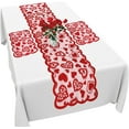 thumbnail image 1 of XJGHHSY Valentine Table Runner, Red Lace Table Runner with 2 Placemats, 13 x 72" Valentine Table Runner, Red Love Heart Print Valentine Runners for Tables Party Wedding Valentine Day Decorations,Red, 1 of 7