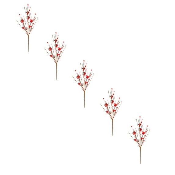 XJGHHSY Valentine’s Day Gifts, Valentines Day Decorations,1 Pcs Artificial Berry Flower Stems Red Heart Shaped Berry Picks for Valentine’s Day, Propose, Wedding, Home Decor,Red