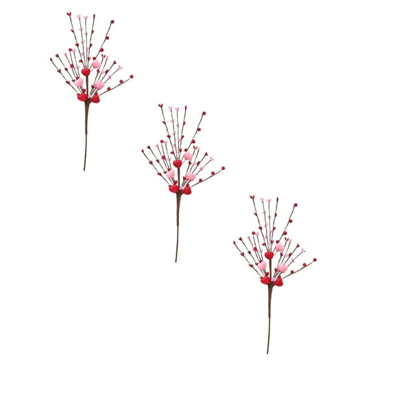 XJGHHSY Valentine’s Day Gifts, Valentines Day Decorations, 3 PCS Artificial Berry Flower Stems Red Heart Shaped Berry Picks for Valentine’s Day, Propose, Wedding, Home Decor,Red Pink Hreat