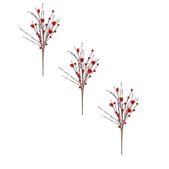 XJGHHSY Valentine’s Day Gifts, Valentines Day Decorations, 3 PCS Artificial Berry Flower Stems Red Heart Shaped Berry Picks for Valentine’s Day, Propose, Wedding, Home Decor,Red