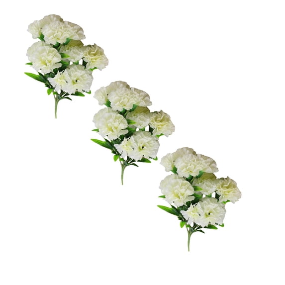 XJGHHSY White Carnations Artificial Flowers 3 PCS 11 Heads Silk Carnations 11.8 in Artificial Flowers with Stems for Wedding Home Table Centerpieces Floral Arrangements,White
