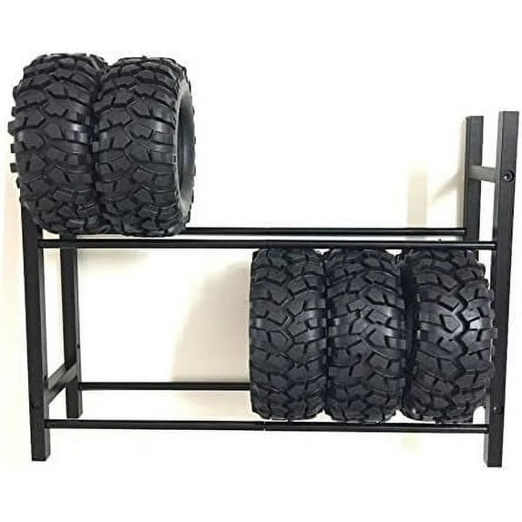 XJJ Black 1:10 RC Car Tire Rack/Wheel Rack for 1/10 Wheel Rims Tire TRX-4 SCX10 D90 CC01