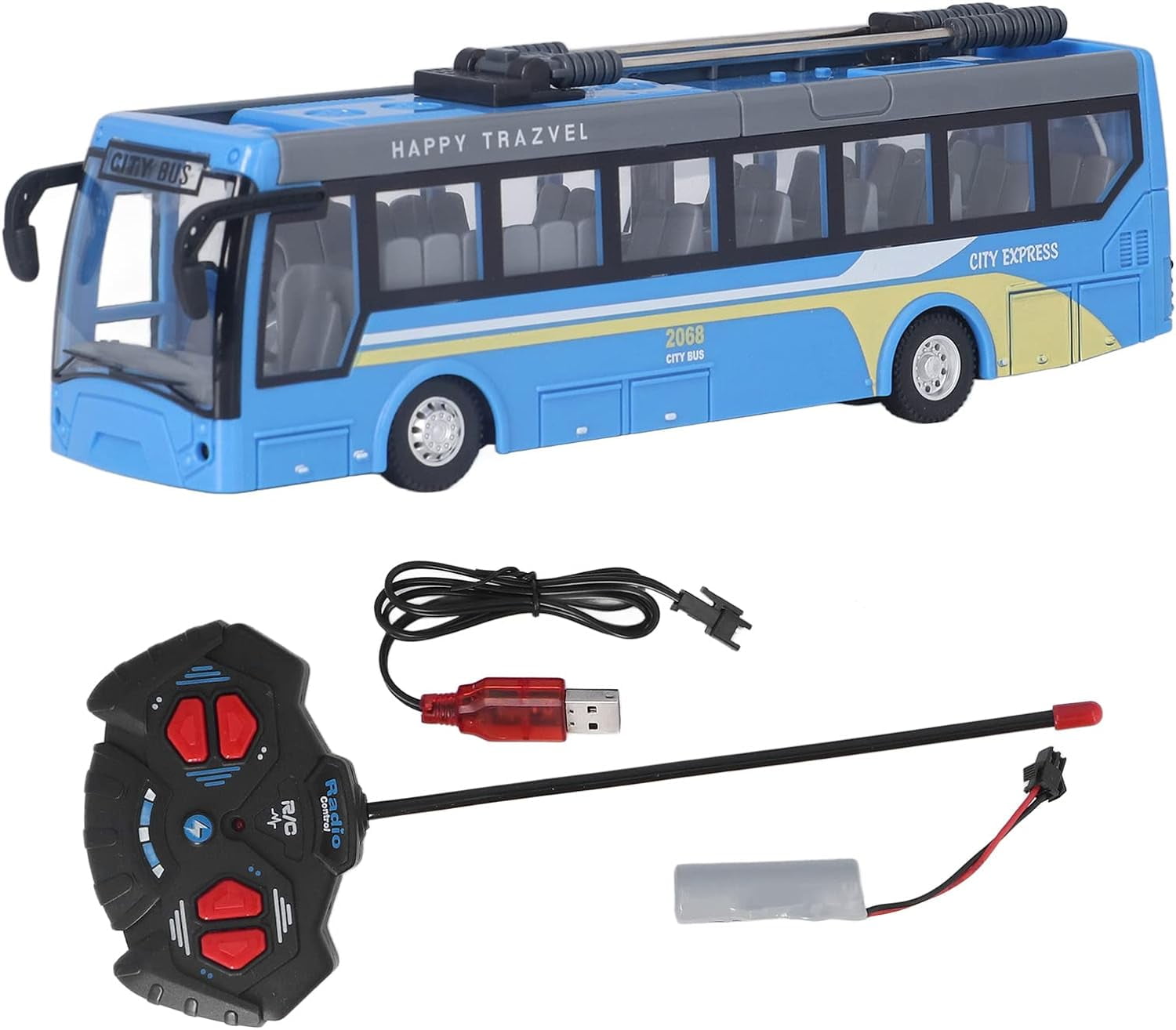 XJURemote Control Bus Toy, High Simulation All Directions Driving Rechargeable RC School Bus