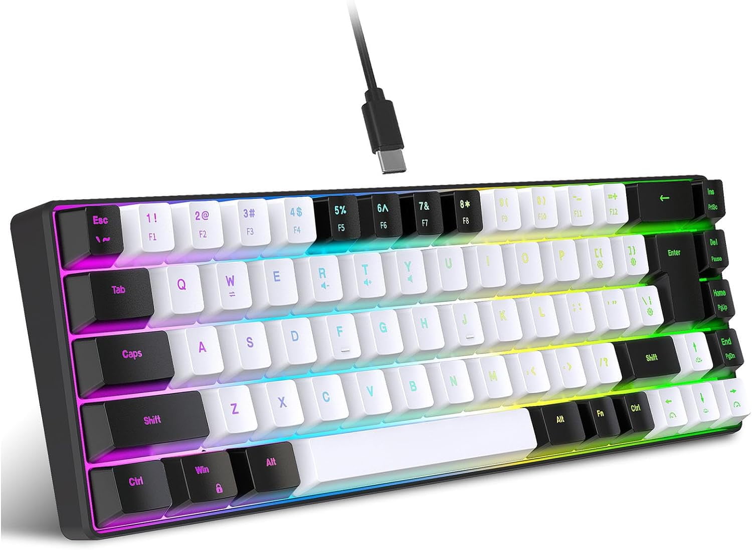 XJUV200 Mechanical Keyboard, 68 Keys RGB Backlit Wired Gaming Keyboard
