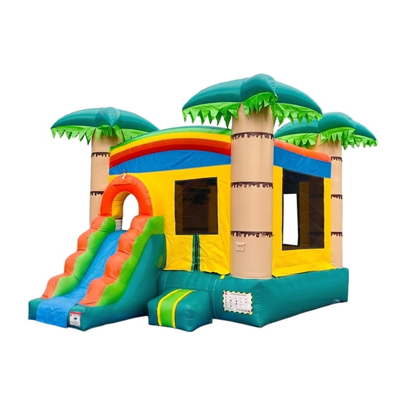 HeroKiddo Tropical Breeze Commercial Strength Reinforced Bounce House, Slide, Wet/Dry Combo