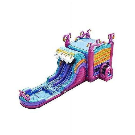 JumpOrange Mystery Jungle Commercial Grade Inflatable Bounce House Water Slide (with Splash Pool and Blower)