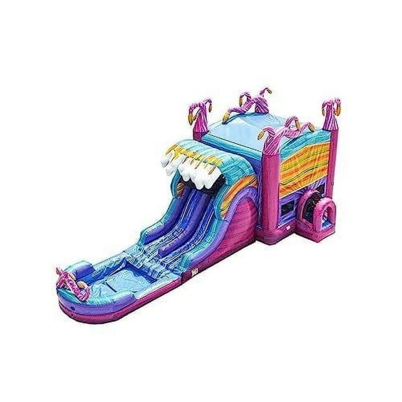 JumpOrange Mystery Jungle Commercial Grade Inflatable Bounce House Water Slide (with Splash Pool and Blower)