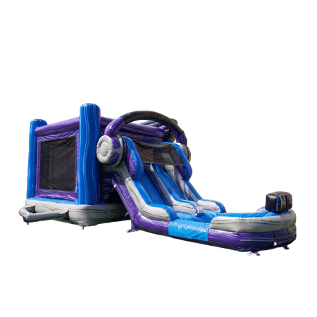 XJUMP Glitch Gamer Bounce House Dual Lane Combo, 15oz Vinyl Wet/Dry Slide