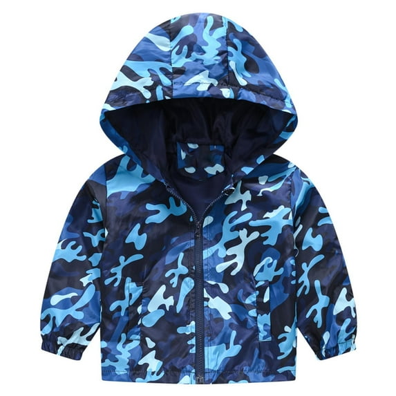 XJZMD Boys Coat jacket Print Windproof Autumn Zipper Kids Hooded Jacket Coat Baby Boys Toddler Boys Coat jacket 4 Years-5 Years