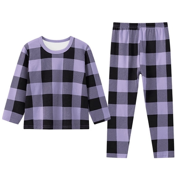 XJZMD Toddler Kids Baby Boys Girls Plaids Print Pajamas Winter Coats Pants Outfits Set Girls Sleepwear Robes 4T(4 Years-5 Years)