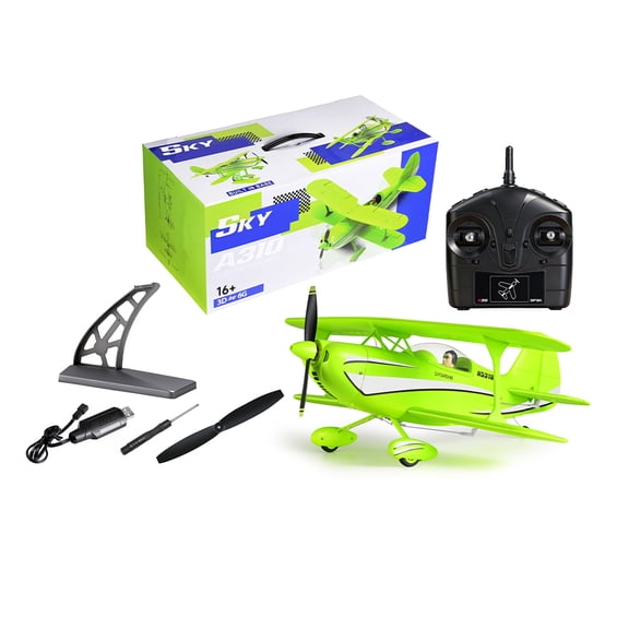 XK A310 Beech D17S 2.4G 4CH Quick-Release EPP Scale RC Fixed-Wing Aircraft Model, 400mm-Wingspan 3D/6G Realistic Bi-Wing Plane for Indoor Outdoor Play, Gift for Adults (RTF/Green)