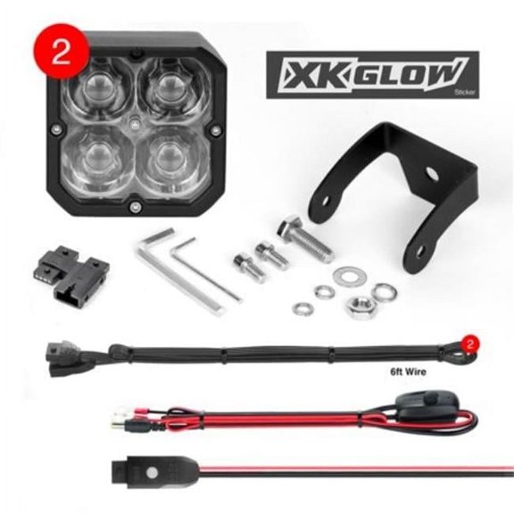 XK Glow XKGXK065001-S-KIT 20W LED Cube Spot Pattern Rgb Pod Light with Controller - 2 Piece