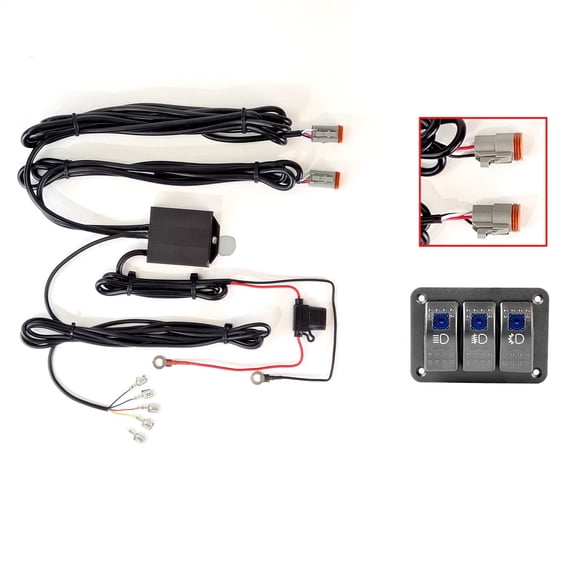 XK Glow 3 Button Switch Panel + 2 Output Wire for Fog Strobe Combo