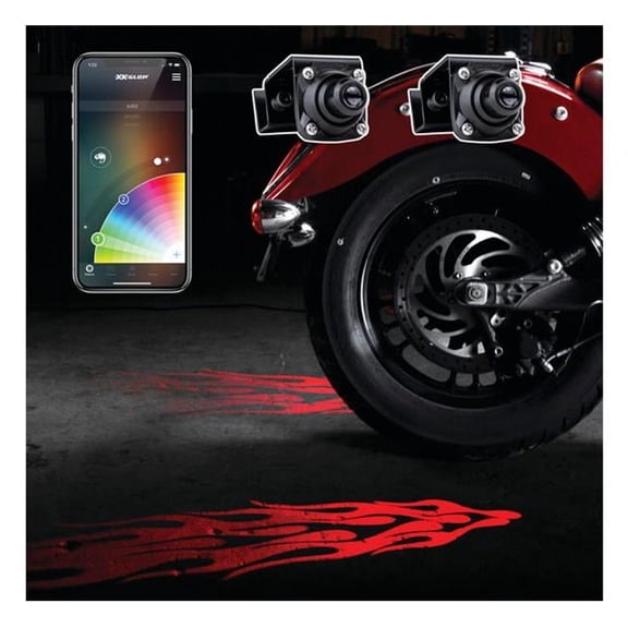 XK Glow Curb FX Bluetooth XKchrome App Waterproof LED Projector Welcome Light Flame Style 2pc