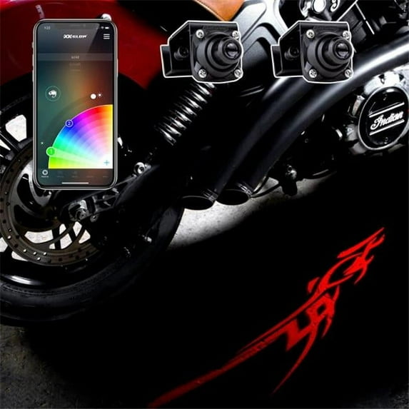 XK Glow Curb FX Bluetooth XKchrome App Waterproof LED Projector Welcome Light Tatoo Style 2pc