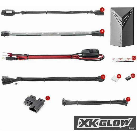 XK Glow Flex Strips 7 Color LED Accent Light Motorcycle/ATV Kit (8xCompact Pods + 4x10In)