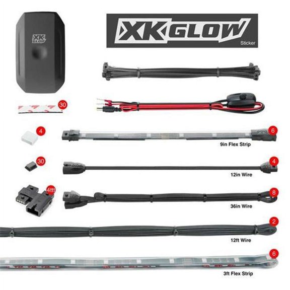 XK Glow Flex Strips Million Color XKCHROME App Controlled Boat Marine Kit 6x36In Strips + 6x10In