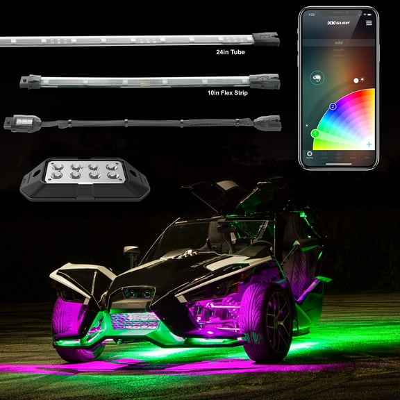 XK Glow LED Underglow Light Kit for Polaris Slingshot XKCHROME Smartphone App Controller (Standard)