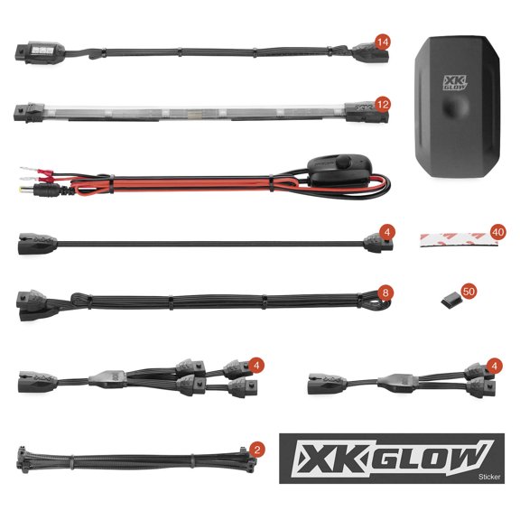 XKGLOW Chrome App Controlled 16 Million Color Light Kits   14 Pod 12 Strip Pro Kit KS-MOTO-PRO
