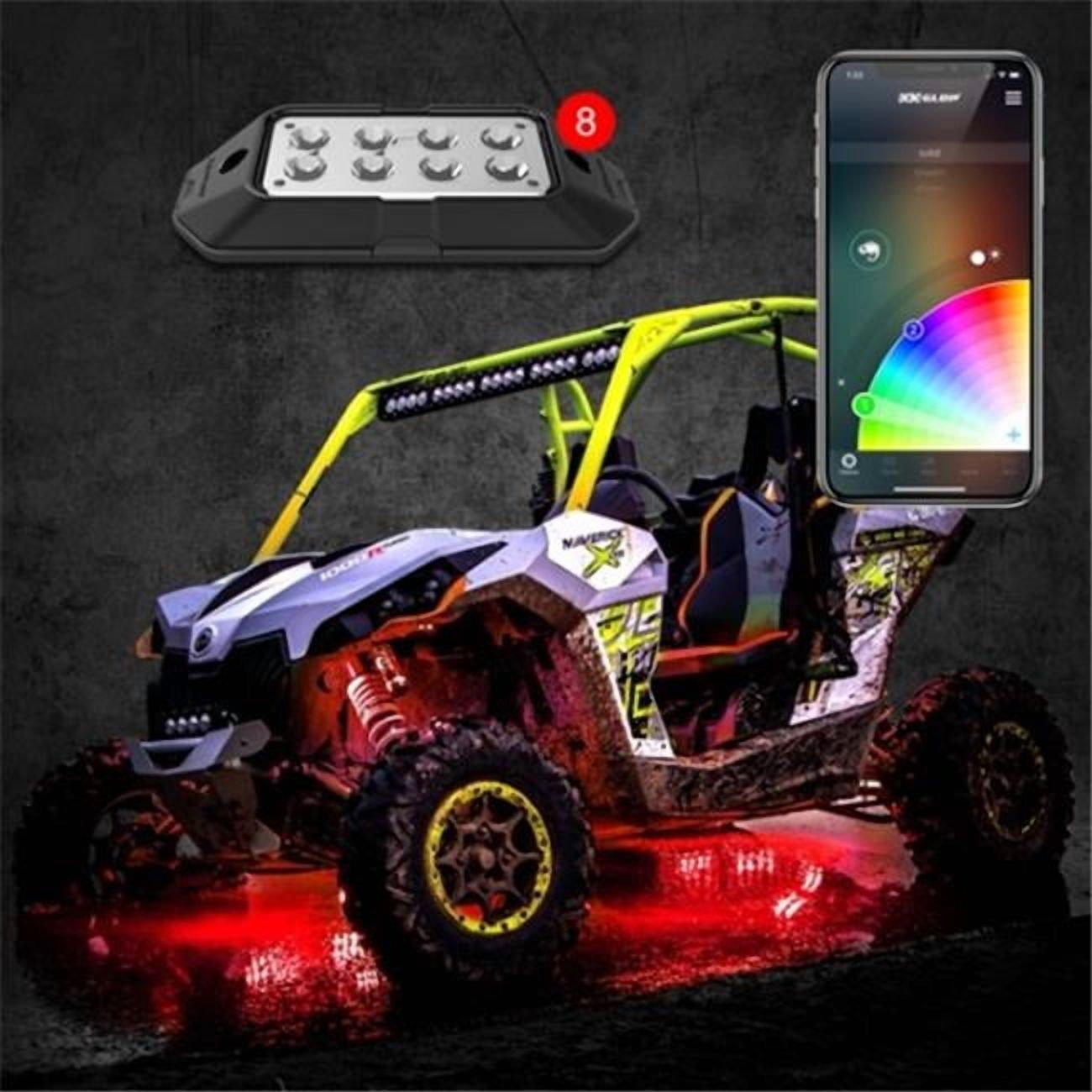 XK Glow XKGXK-ROCK-ADV RGB 6W Rock Light with XK Chrome App Controlled Bluetooth Advanced Kit - 8 Piece