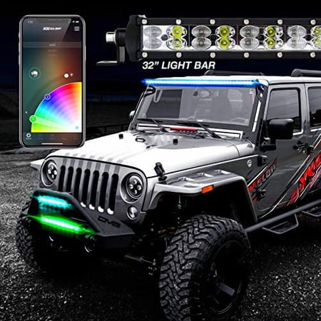 XK Glow RGBW Light Bar High Power Offroad Work/Hunting Light w/ Bluetooth Controller 32In