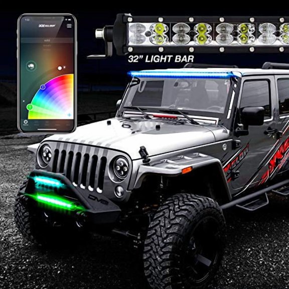 XK Glow RGBW Light Bar High Power Offroad Work/Hunting Light w/ Bluetooth Controller 32In