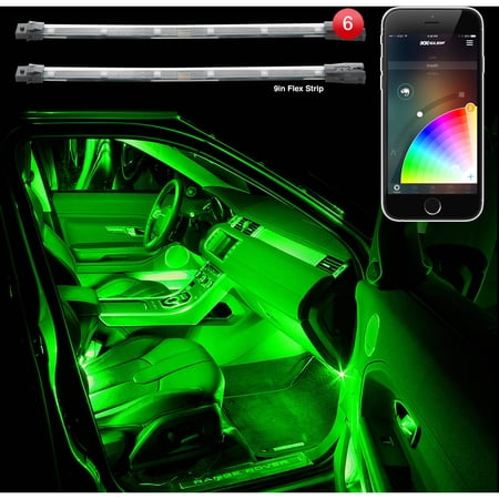 XKGLOW 6pc Undercar Lighting Kit with 9.5-Inch Chrome Flexible LED Strips