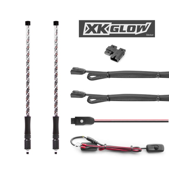 XK Glow UTV ATV Xkchrome App Control LED Whip Light Kit w/ Dual-Mode Controller 2x Whip 32in