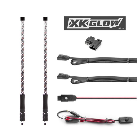 XK Glow UTV ATV Xkchrome App Control LED Whip Light Kit w/ Dual-Mode Controller 2x Whip 32in