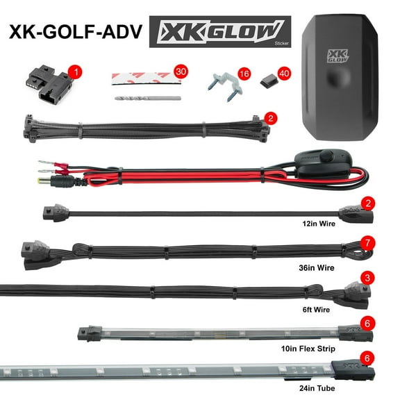 XK Glow XK-GOLF-ADV Advanced LED Accent Light Kit for Golf Cart + XKChrome APP